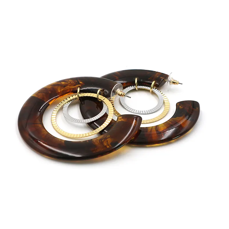 Pendientes en forma de resina Amber en forma de C