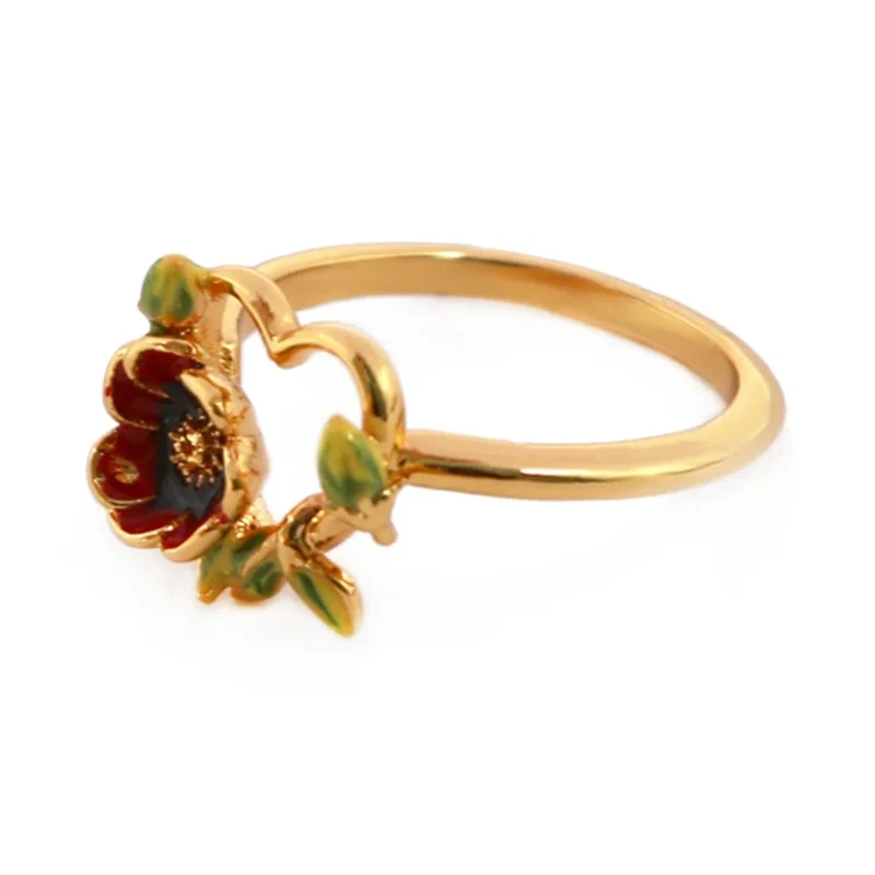 Anillo de corazón de esmalte de latón