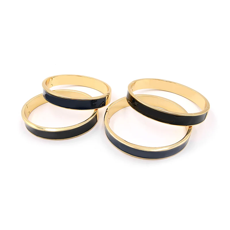 Pulsera de latón de esmalte de oro chapado en oro
