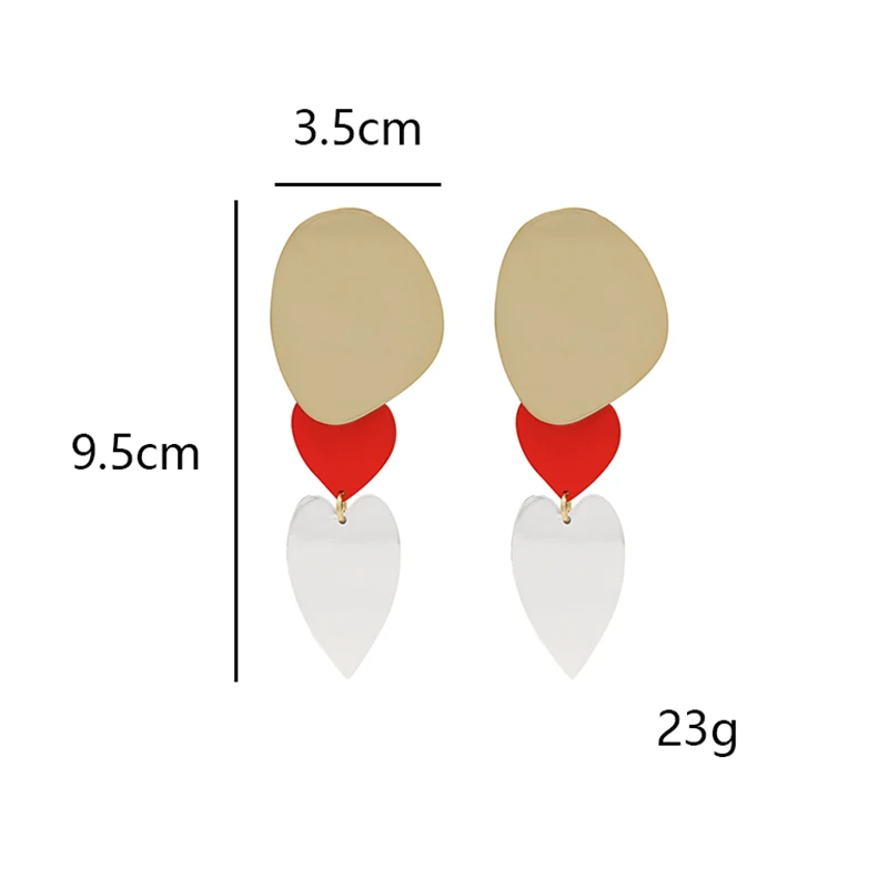 Brass Sheetmetal Disc Red and Pink Earrings