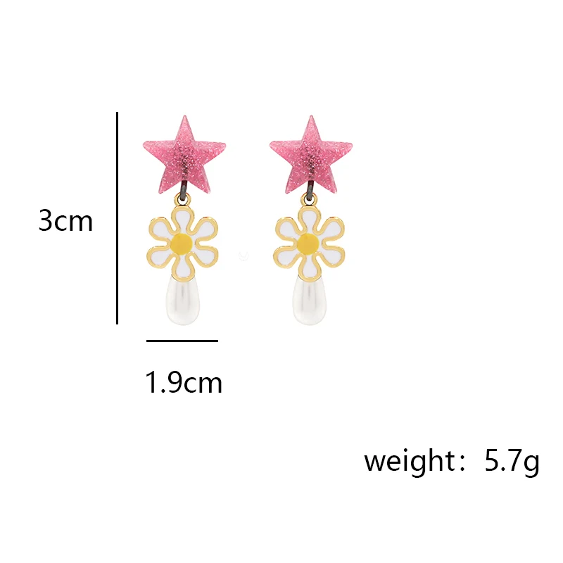 Five Pointed Star Flower Earrings