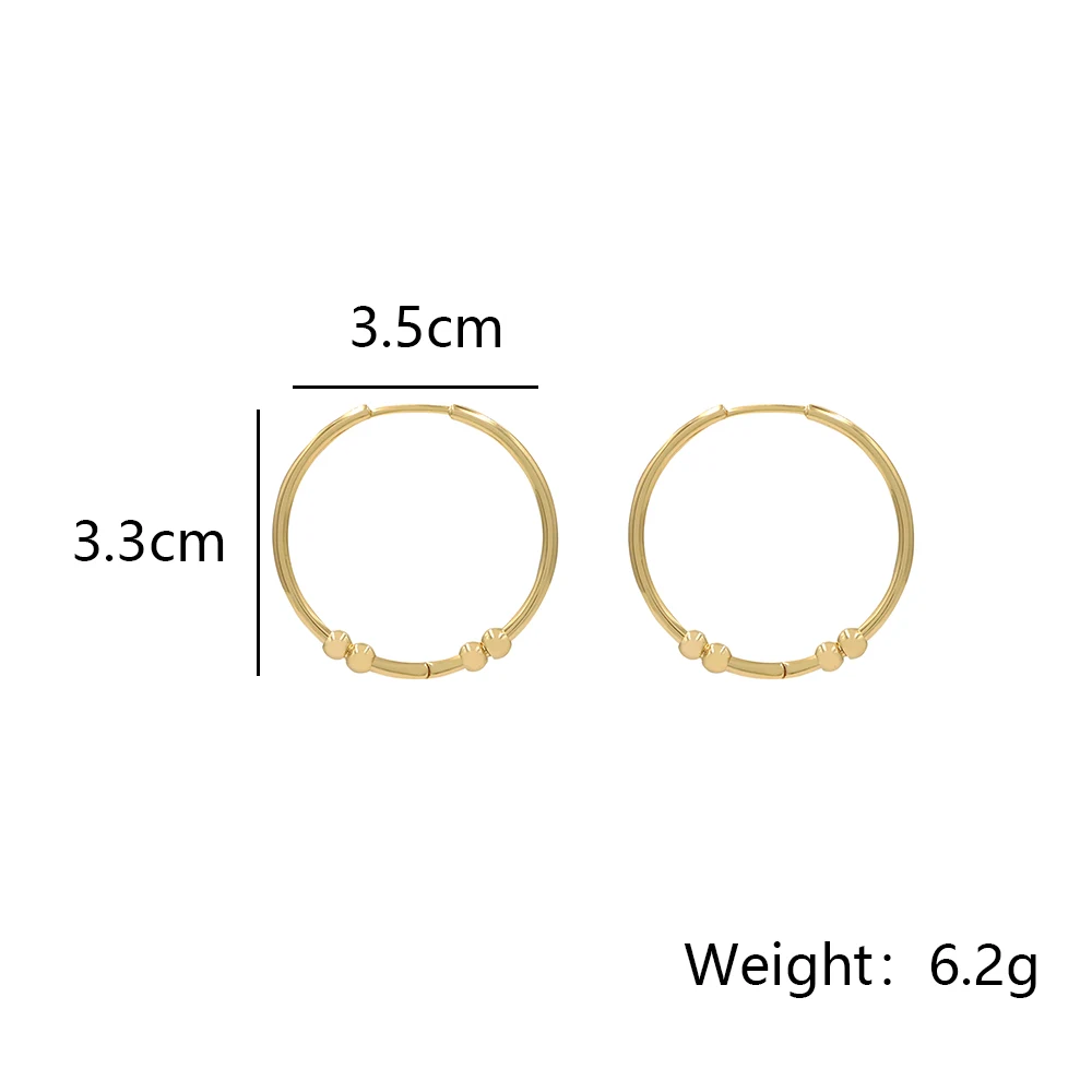 Gold Plated Brass With Beads Circle Earrings