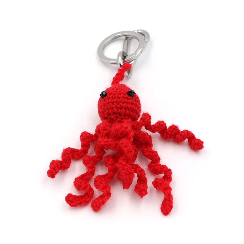 Llavero de pulpo rojo esponjoso